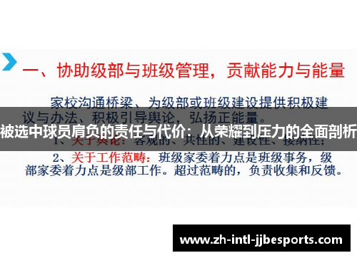 被选中球员肩负的责任与代价：从荣耀到压力的全面剖析